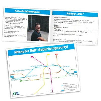 U-Bahn Einladungskarte 40. Geburtstag